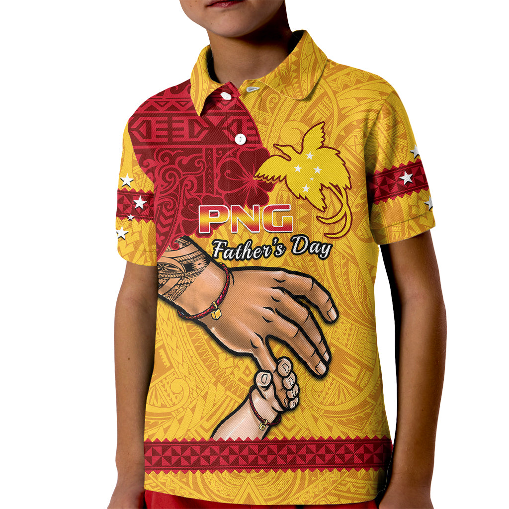 Personalised Father Day Papua New Guinea Kid Polo Shirt PNG I Love You Dad Yellow Version LT14 Kid Yellow - Polynesian Pride