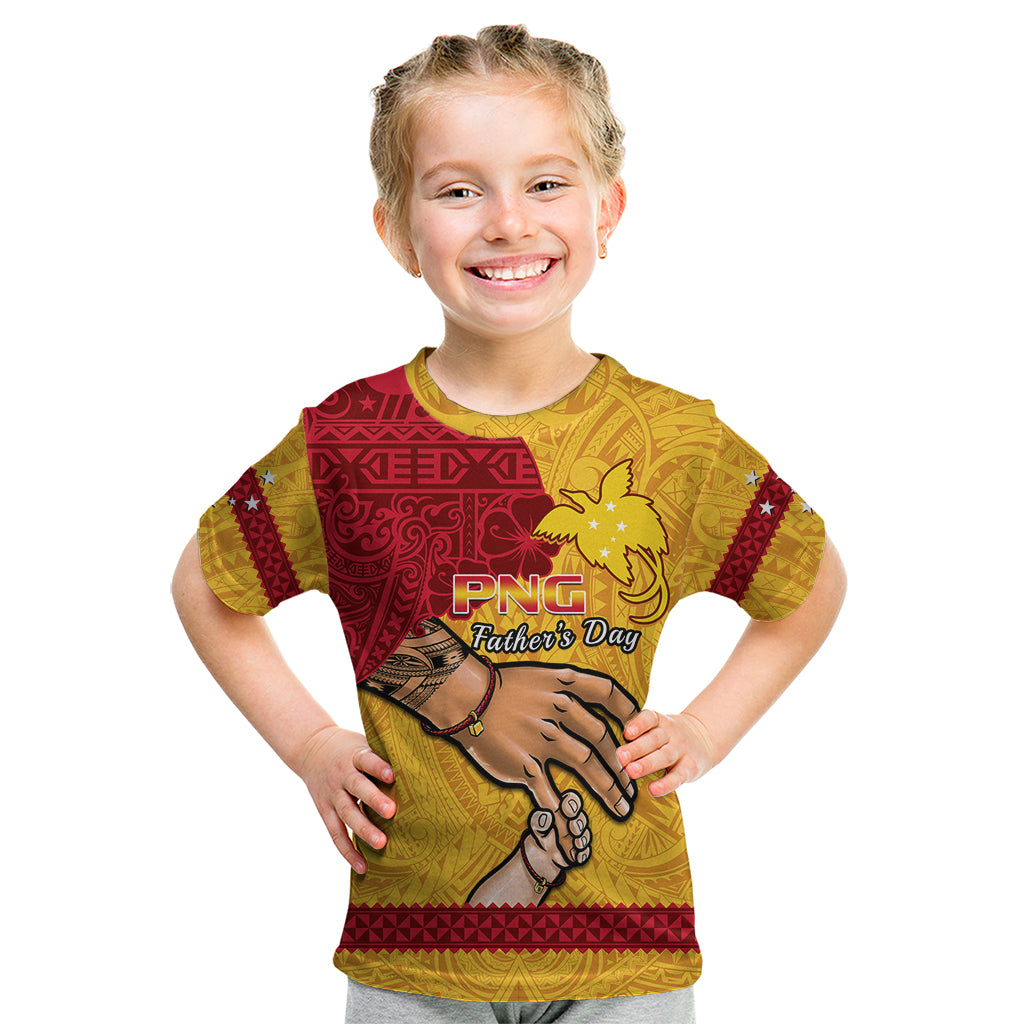 Personalised Father Day Papua New Guinea Kid T Shirt PNG I Love You Dad Yellow Version LT14 Yellow - Polynesian Pride