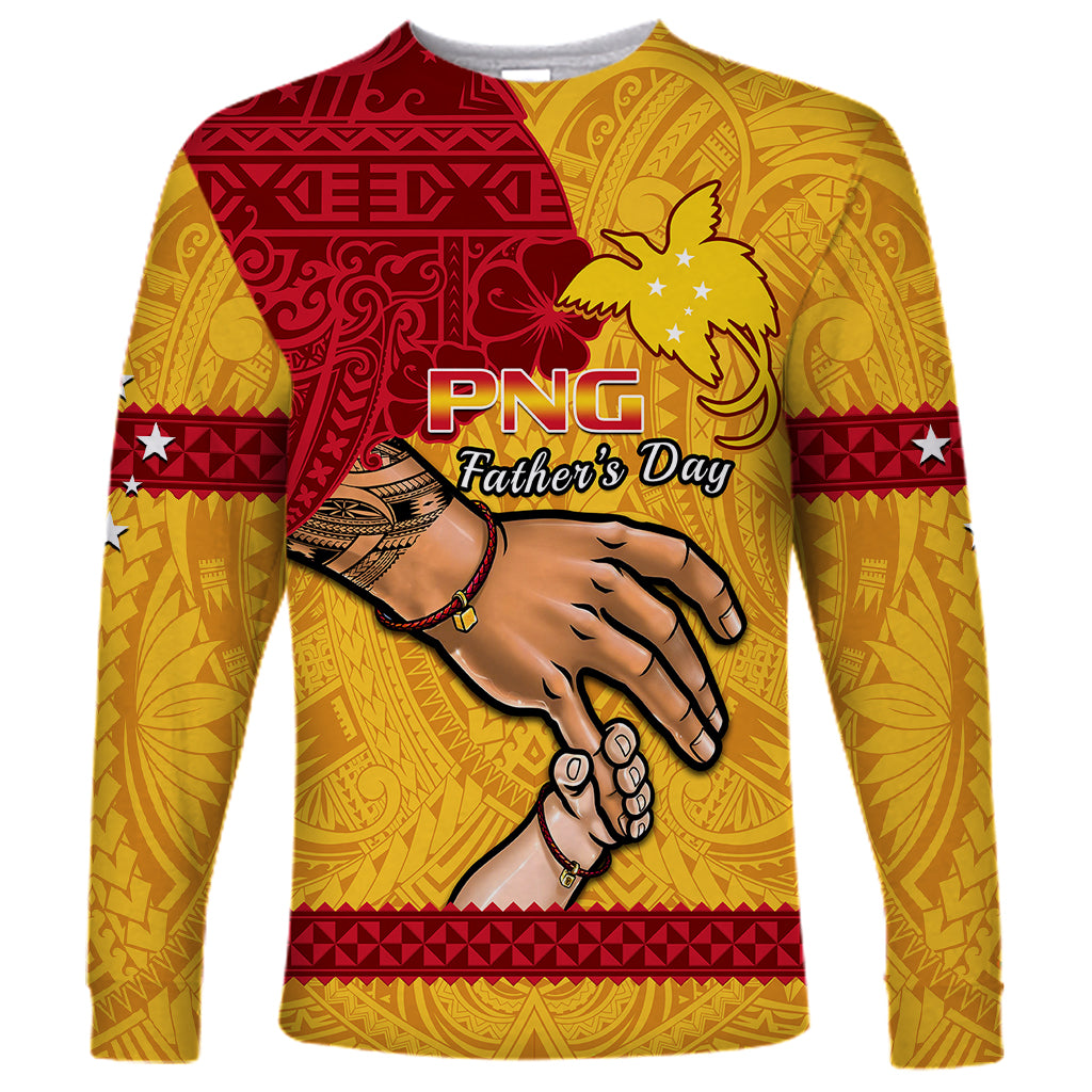 Personalised Father Day Papua New Guinea Long Sleeve Shirt PNG I Love You Dad Yellow Version LT14 Unisex Yellow - Polynesian Pride