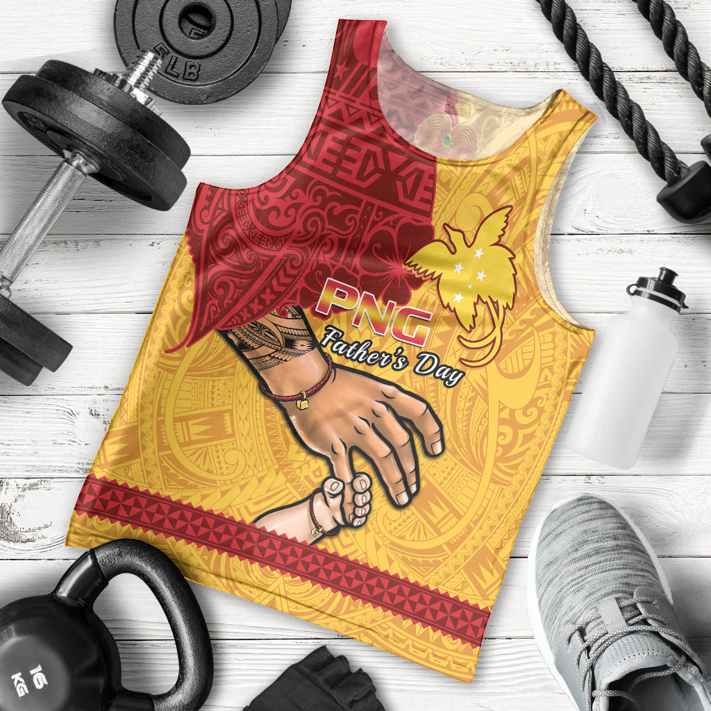 Personalised Father Day Papua New Guinea Men Tank Top PNG I Love You Dad Yellow Version LT14 Yellow - Polynesian Pride