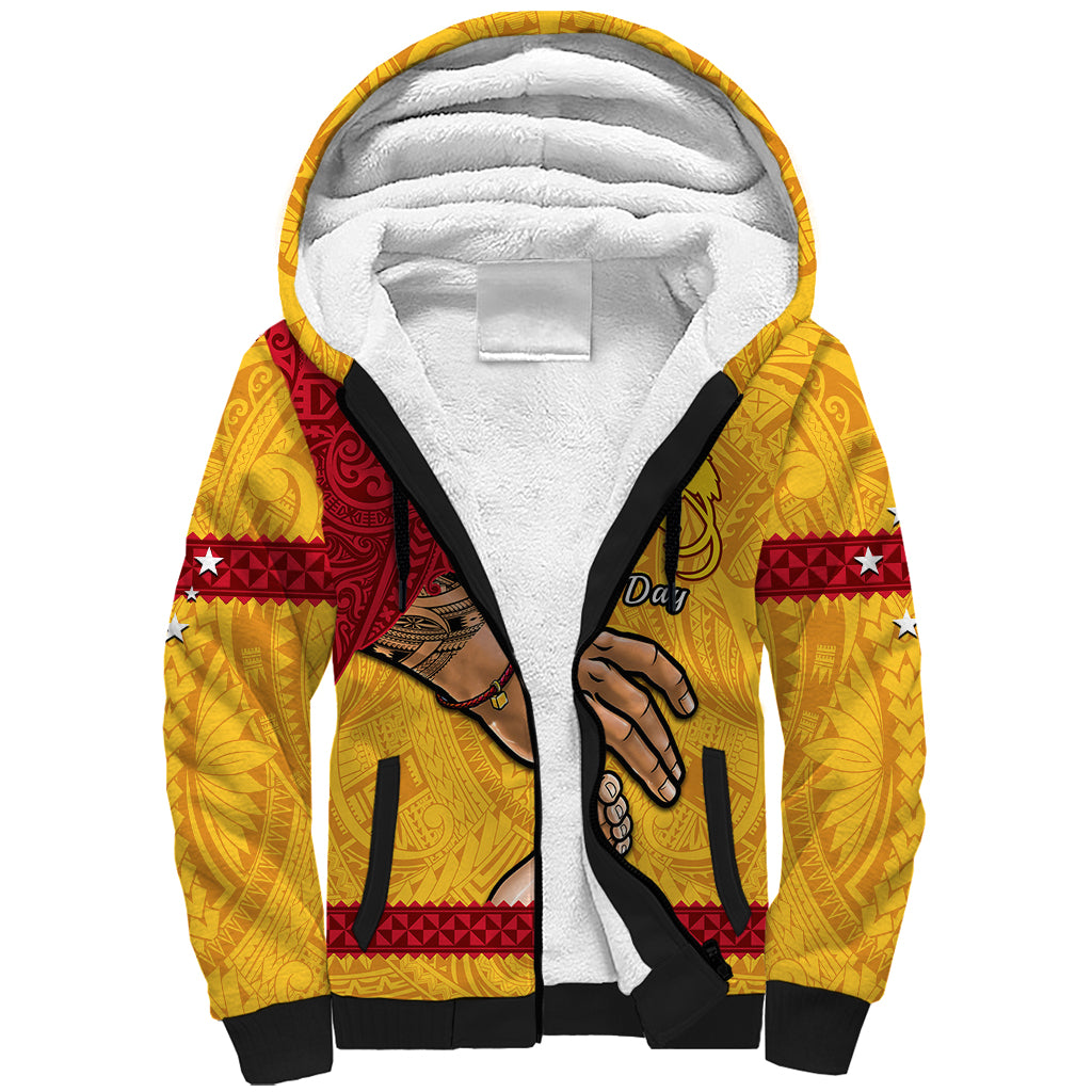Personalised Father Day Papua New Guinea Sherpa Hoodie PNG I Love You Dad Yellow Version LT14 Unisex Yellow - Polynesian Pride