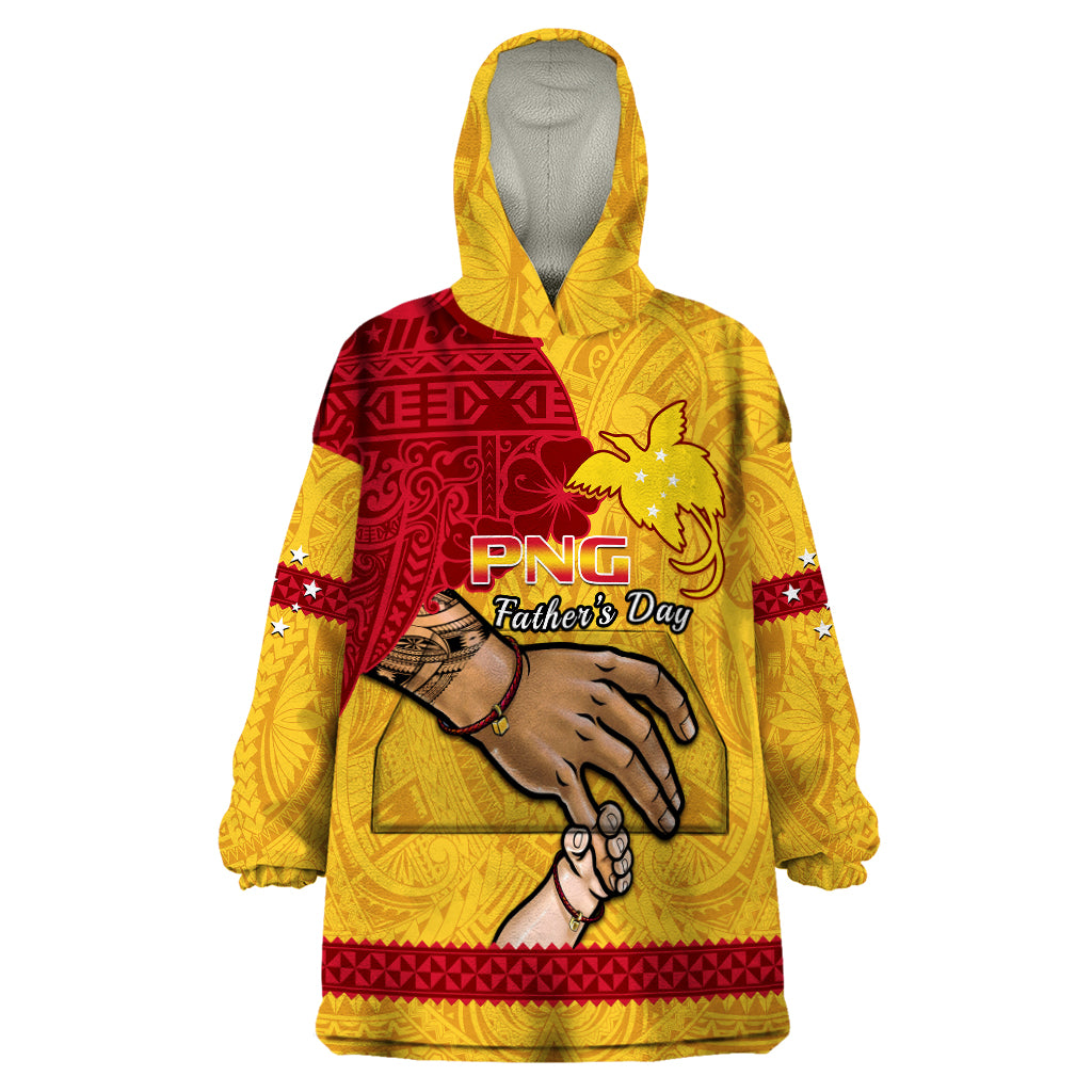 Personalised Father Day Papua New Guinea Wearable Blanket Hoodie PNG I Love You Dad Yellow Version LT14 One Size Yellow - Polynesian Pride