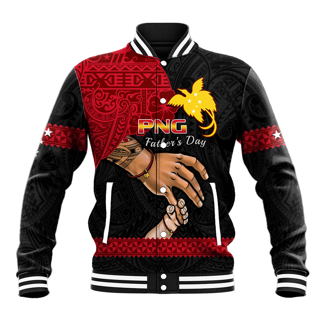 Polynesian Pride Father Day Papua New Guinea Baseball Jacket PNG I Love You Dad Black Version LT14 Unisex Black - Polynesian Pride