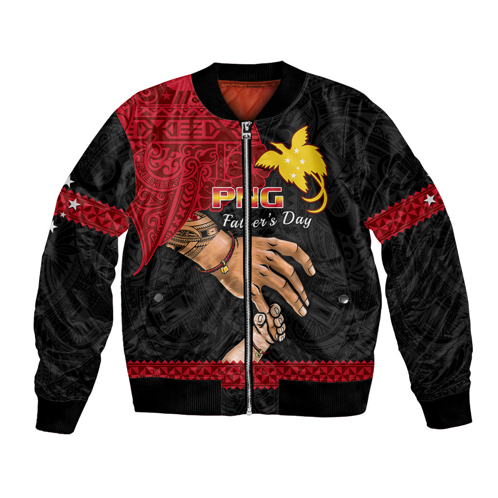 Polynesian Pride Father Day Papua New Guinea Bomber Jacket PNG I Love You Dad Black Version LT14 Unisex Black - Polynesian Pride