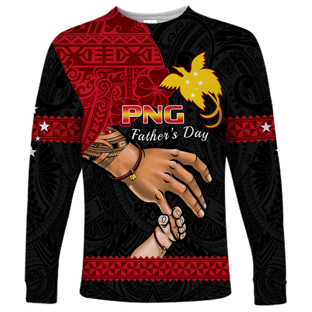 Polynesian Pride Father Day Papua New Guinea Long Sleeve Shirt PNG I Love You Dad Black Version LT14 Unisex Black - Polynesian Pride