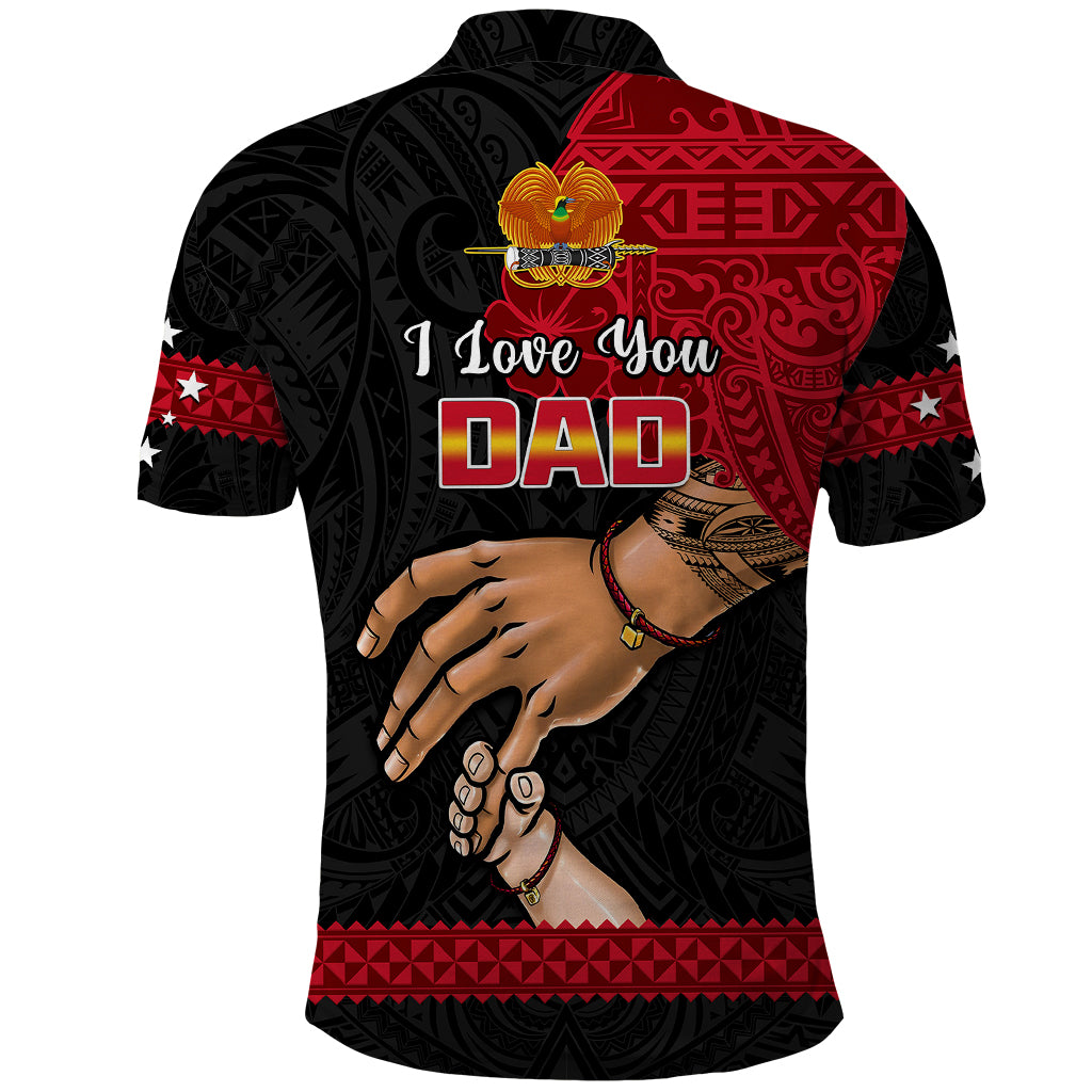 Polynesian Pride Father Day Papua New Guinea Polo Shirt PNG I Love You Dad Black Version LT14 - Polynesian Pride