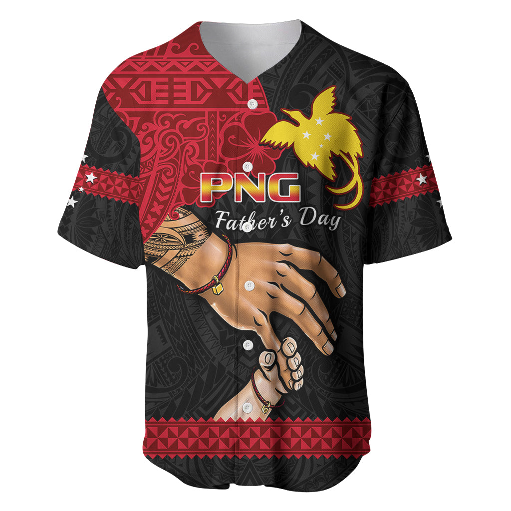 Personalised Father Day Papua New Guinea Baseball Jersey PNG I Love You Dad Black Version LT14 Black - Polynesian Pride