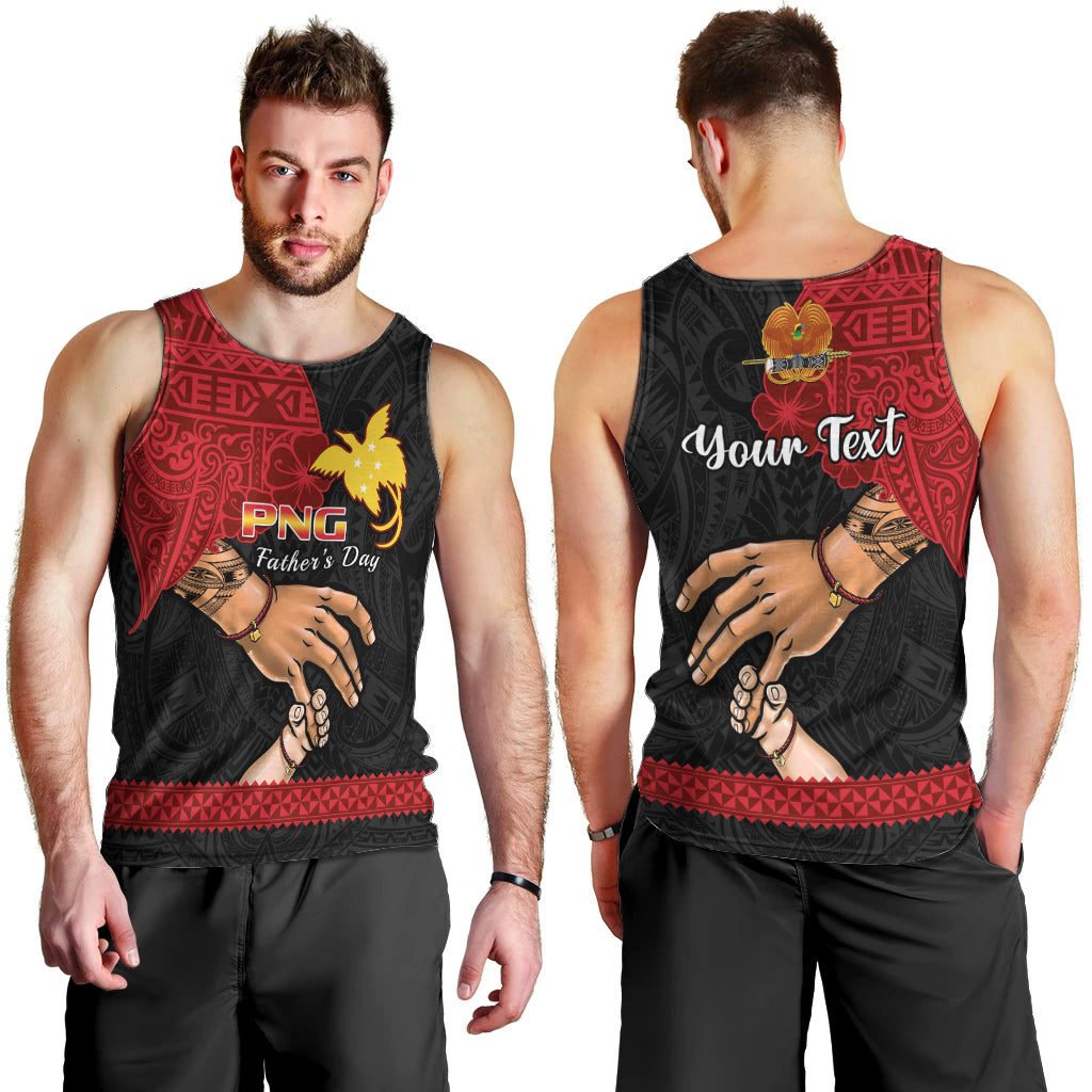 Personalised Father Day Papua New Guinea Men Tank Top PNG I Love You Dad Black Version LT14 - Polynesian Pride
