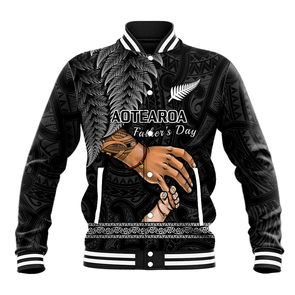 Polynesian Pride Father Day New Zealand Baseball Jacket Aotearoa Maori Fern I Love You Dad LT14 Unisex Black - Polynesian Pride