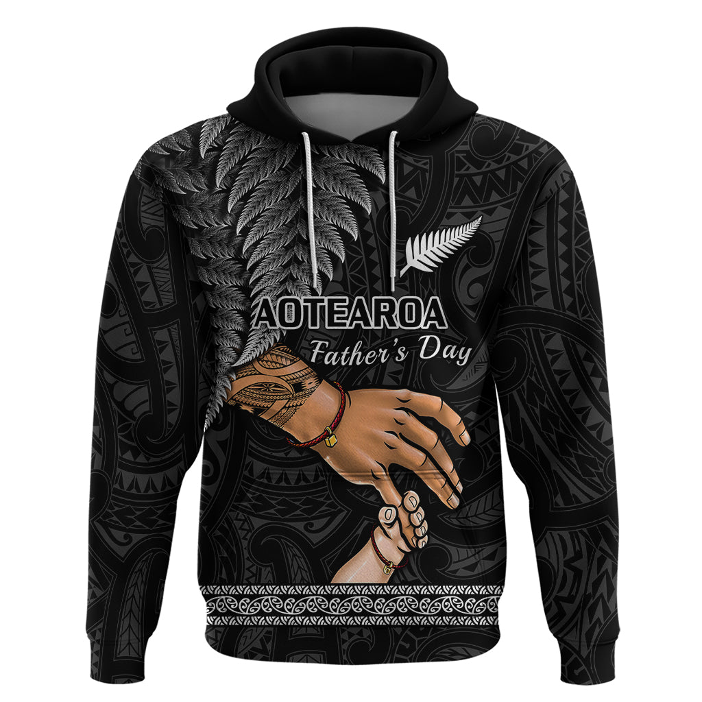 Polynesian Pride Father Day New Zealand Hoodie Aotearoa Maori Fern I Love You Dad LT14 Black - Polynesian Pride