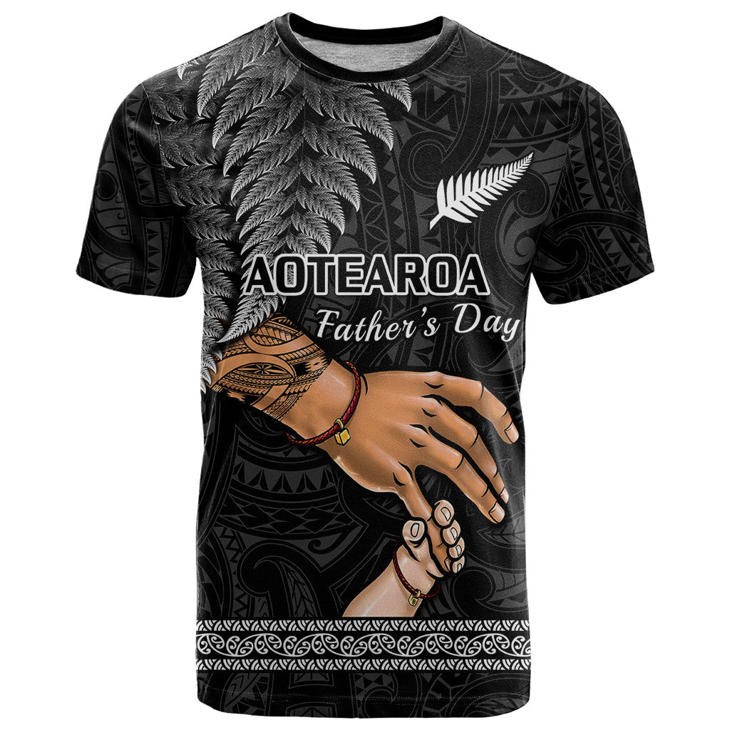 Polynesian Pride Father Day New Zealand T Shirt Aotearoa Maori Fern I Love You Dad LT14 Black - Polynesian Pride