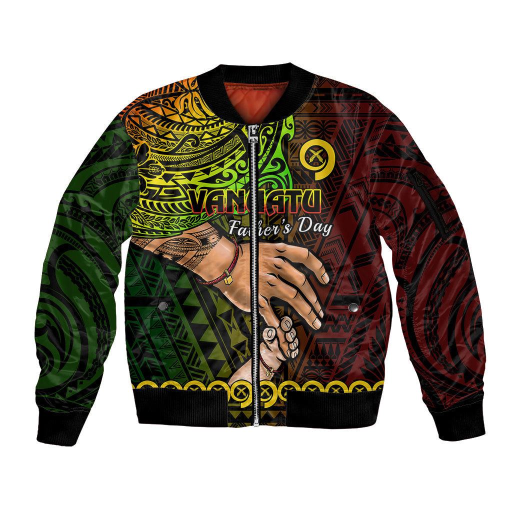 Personalised Father Day Vanuatu Sleeve Zip Bomber Jacket I Love You Dad Reggae Version LT14 Unisex Reggae - Polynesian Pride