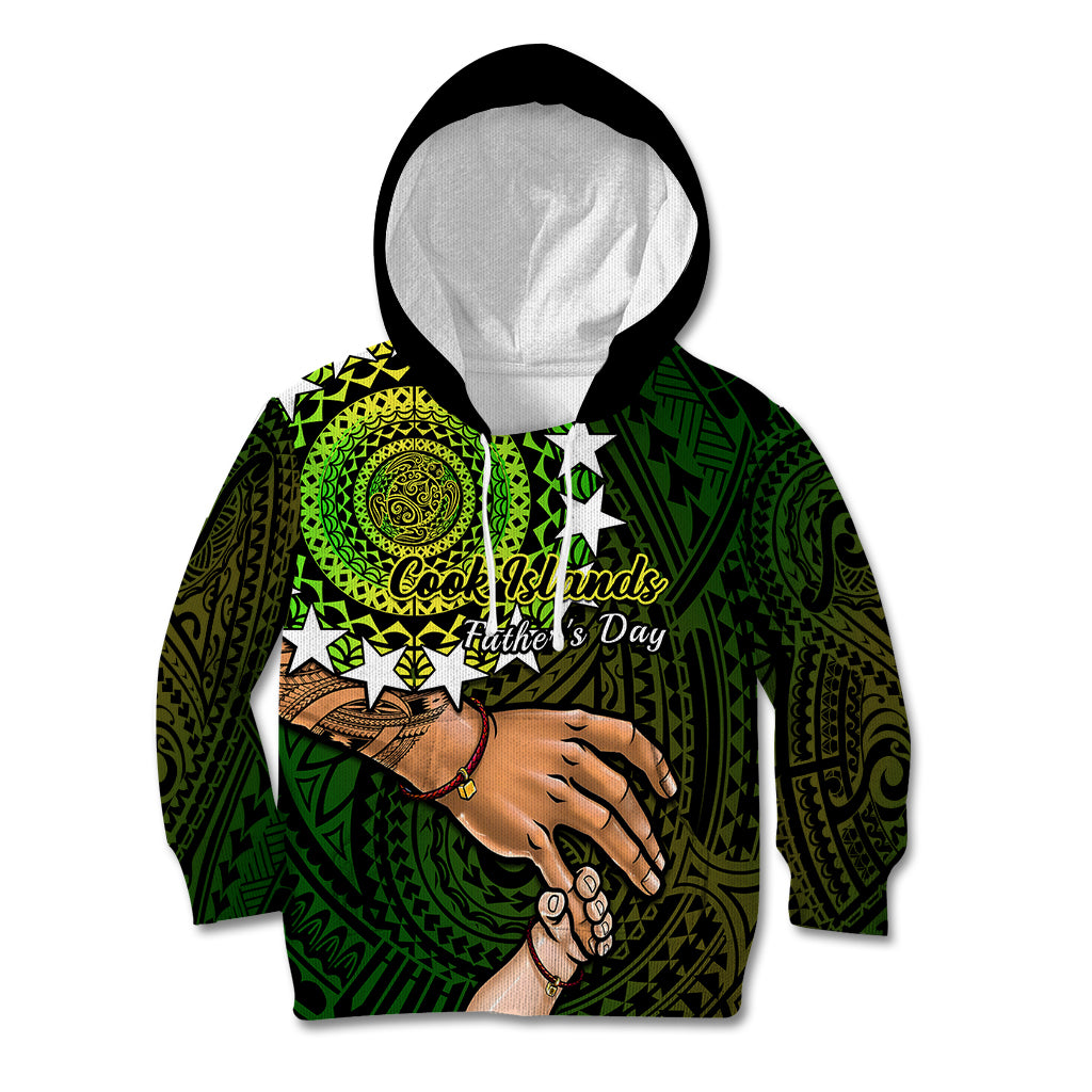 Polynesian Pride Father Day Cook Islands Kid Hoodie I Love You Dad Kuki Airani Turtle Pattern LT14 Hoodie Green - Polynesian Pride