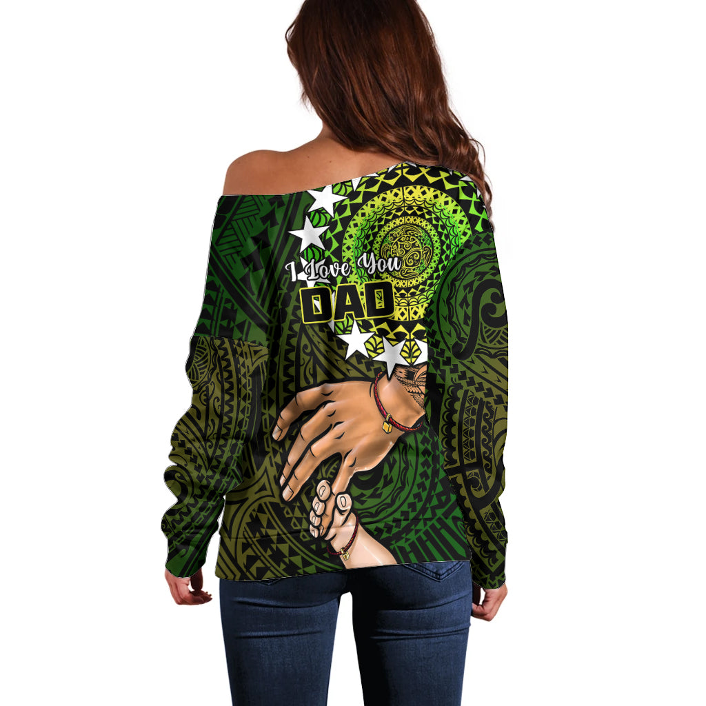 Polynesian Pride Father Day Cook Islands Off Shoulder Sweater I Love You Dad Kuki Airani Turtle Pattern LT14 - Polynesian Pride