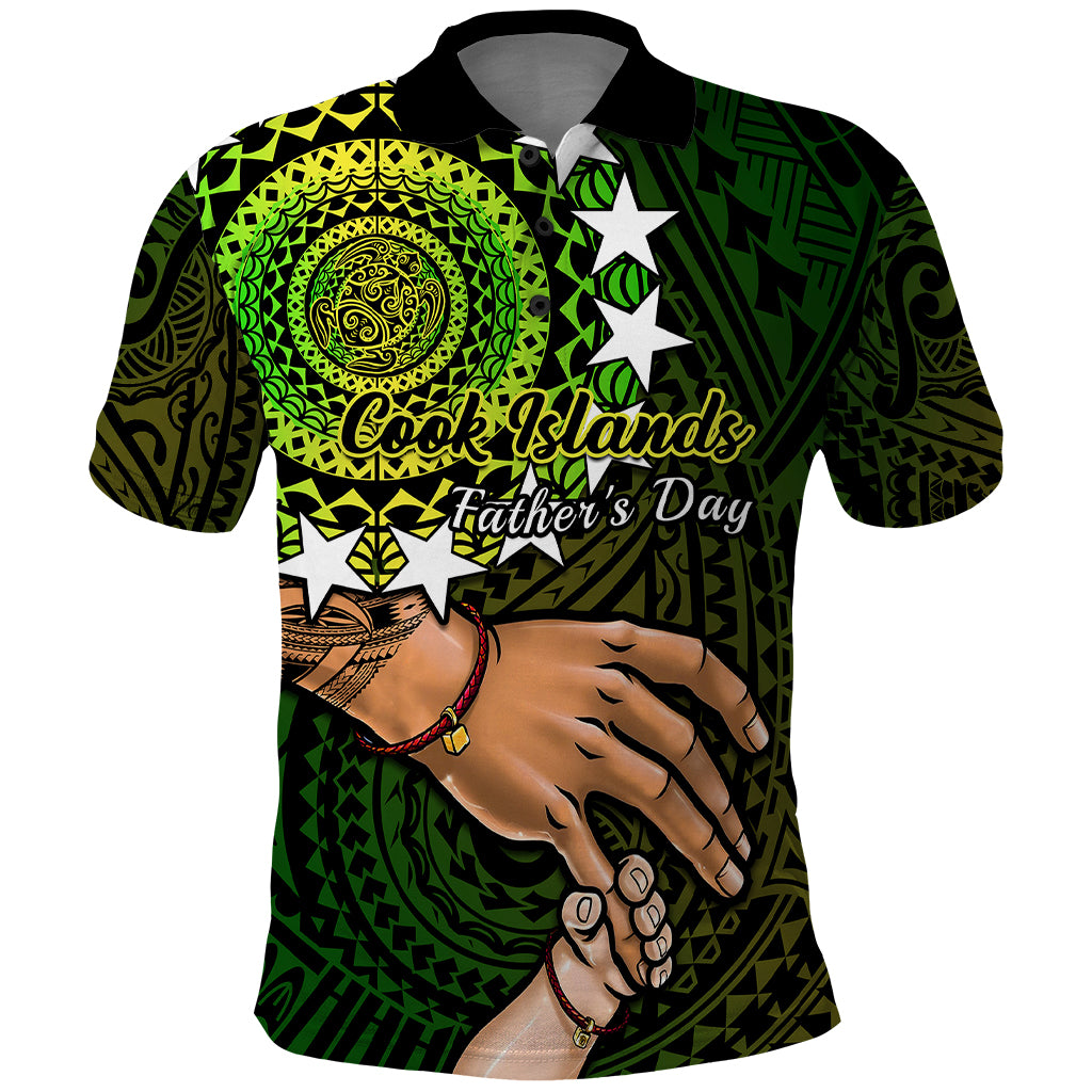 Polynesian Pride Father Day Cook Islands Polo Shirt I Love You Dad Kuki Airani Turtle Pattern LT14 Green - Polynesian Pride