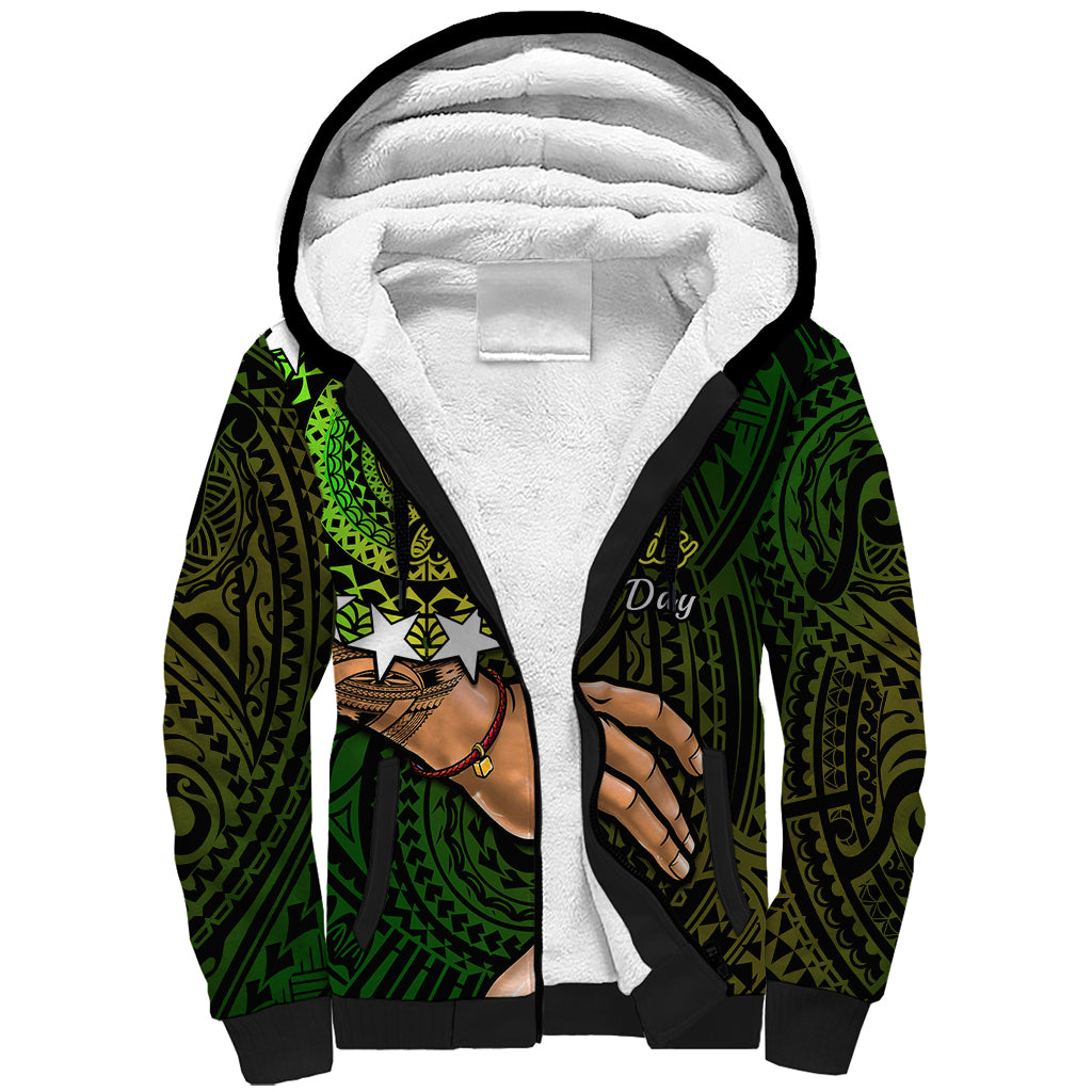 Polynesian Pride Father Day Cook Islands Sherpa Hoodie I Love You Dad Kuki Airani Turtle Pattern LT14 Unisex Green - Polynesian Pride