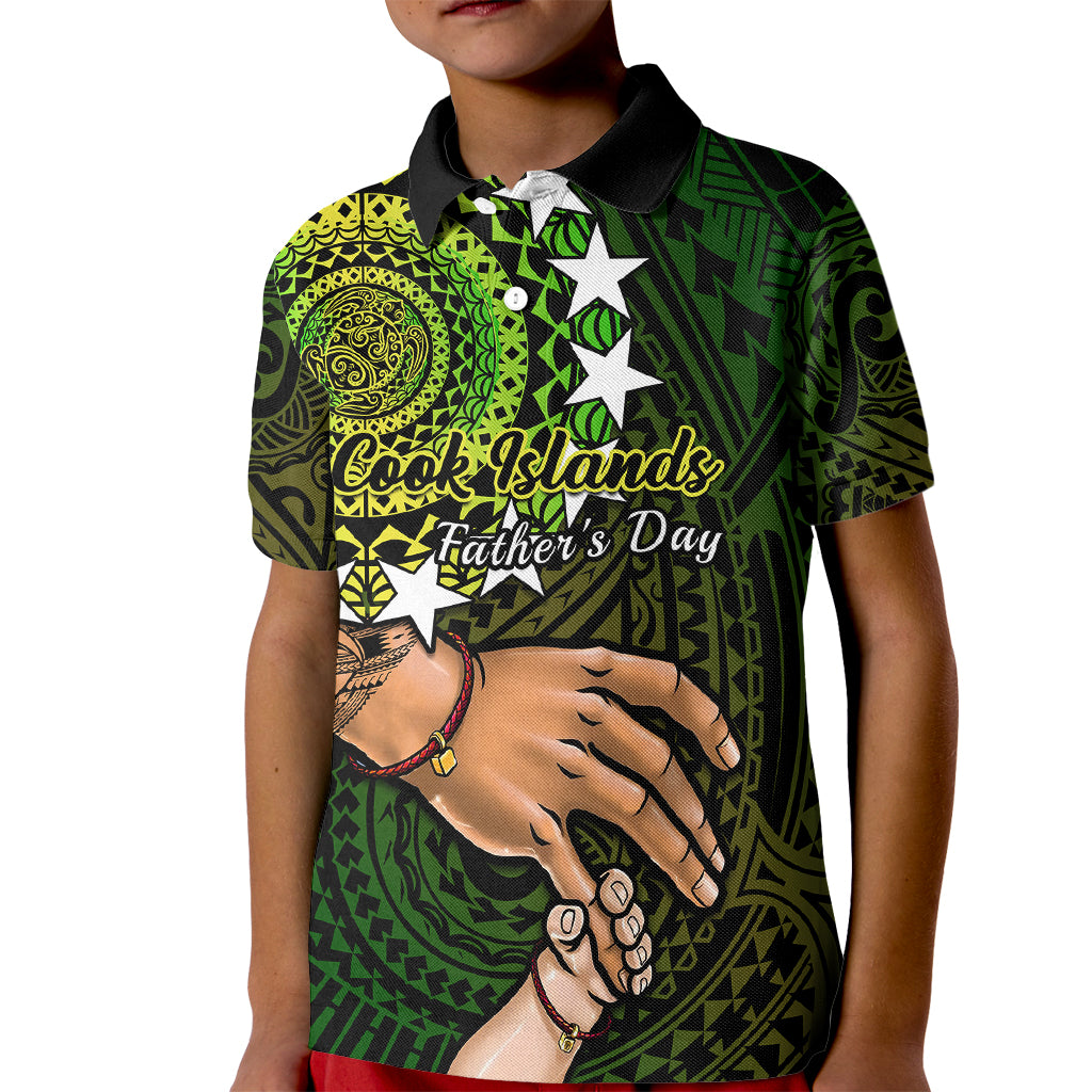 Personalised Father Day Cook Islands Kid Polo Shirt I Love You Dad Kuki Airani Turtle Pattern LT14 Kid Green - Polynesian Pride