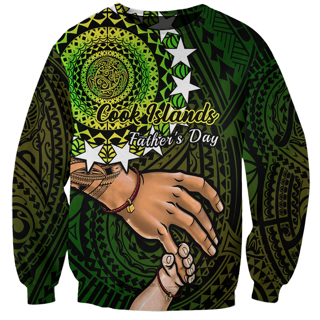 Personalised Father Day Cook Islands Sweatshirt I Love You Dad Kuki Airani Turtle Pattern LT14 Unisex Green - Polynesian Pride