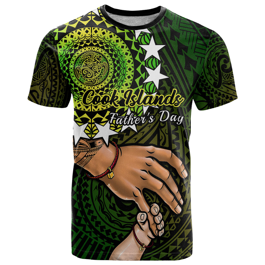 Custom Father Day Cook Islands T Shirt I Love You Dad Kuki Airani Turtle Pattern LT14 Green - Polynesian Pride