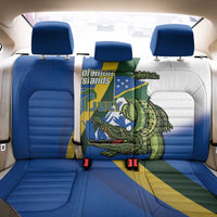 Solomon Islands Independence Day Back Car Seat Cover Happy 7 July Crocodile Flag Style