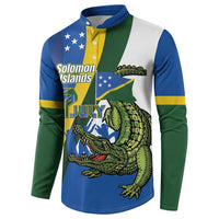 Solomon Islands Independence Day Button Sweatshirt Happy 7 July Crocodile Flag Style