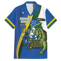 Solomon Islands Independence Day Family Matching Long Sleeve Bodycon Dress and Hawaiian Shirt Happy 7 July Crocodile Flag Style
