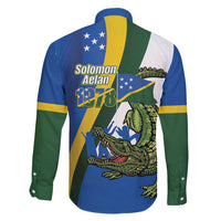 Solomon Islands Independence Day Family Matching Off Shoulder Maxi Dress and Hawaiian Shirt Happy 7 July Crocodile Flag Style