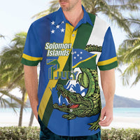 Solomon Islands Independence Day Hawaiian Shirt Happy 7 July Crocodile Flag Style
