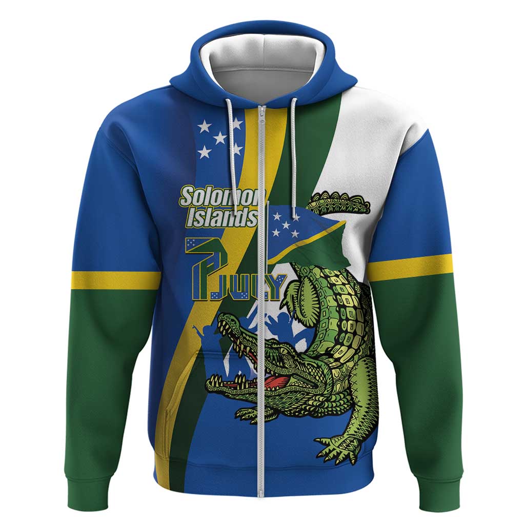 Solomon Islands Independence Day Hoodie Happy 7 July Crocodile Flag Style