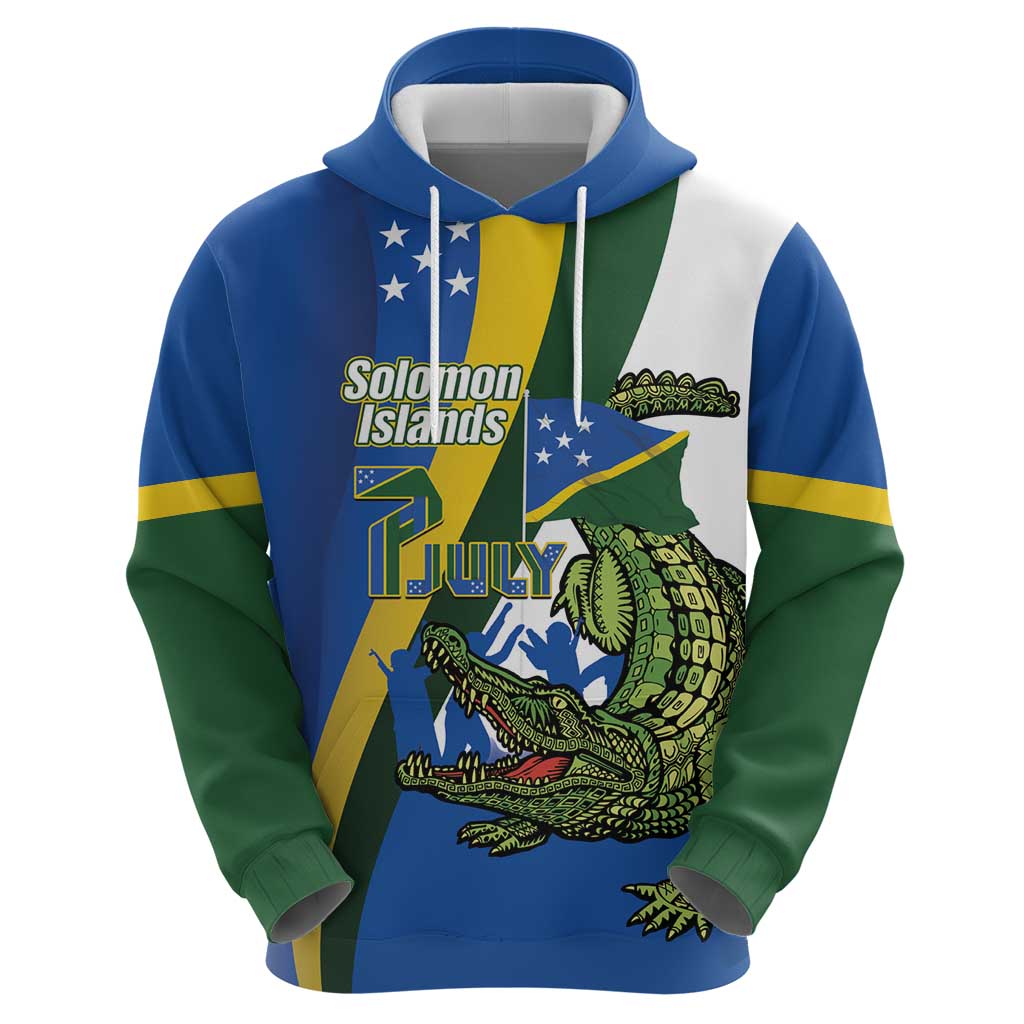 Solomon Islands Independence Day Hoodie Happy 7 July Crocodile Flag Style
