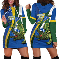 Solomon Islands Independence Day Hoodie Dress Happy 7 July Crocodile Flag Style