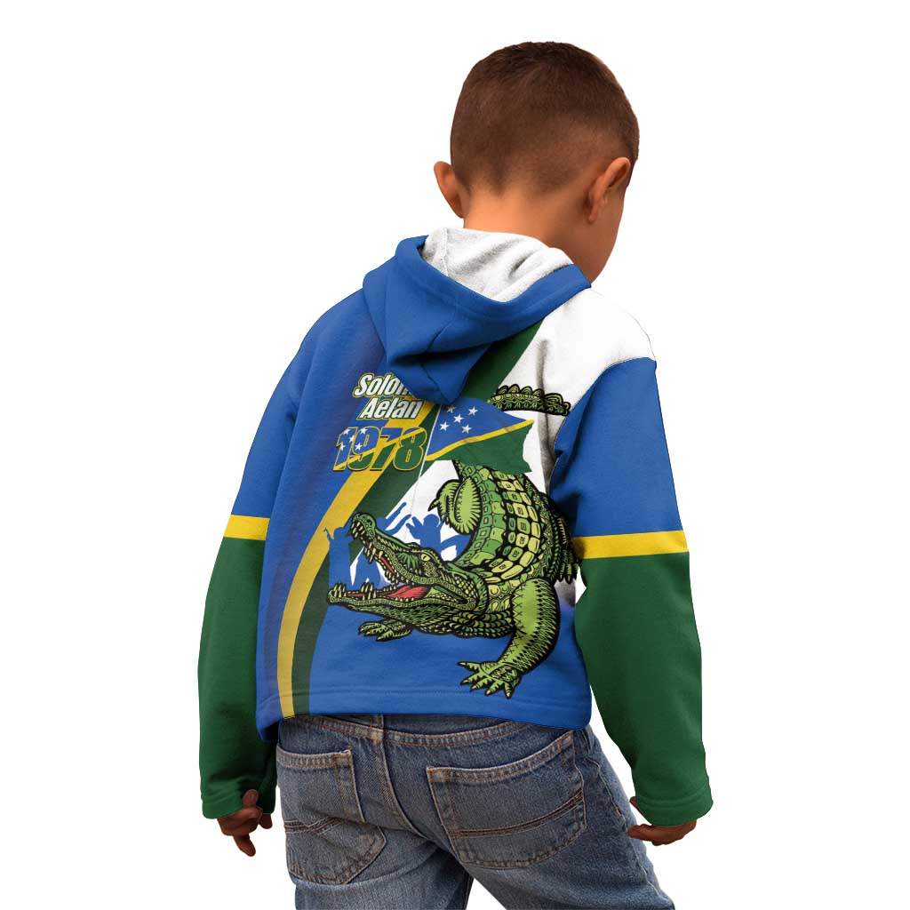 Solomon Islands Independence Day Kid Hoodie Happy 7 July Crocodile Flag Style