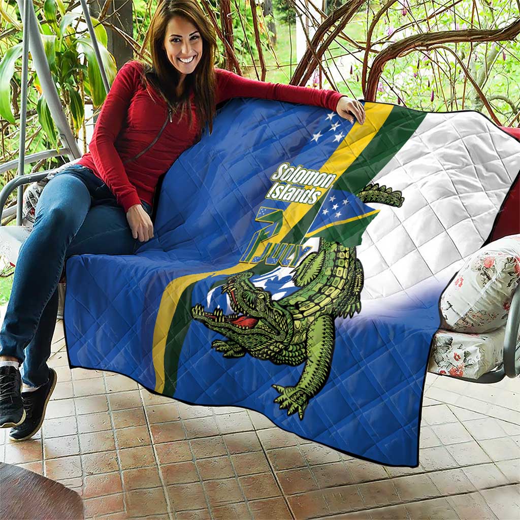 Solomon Islands Independence Day Quilt Happy 7 July Crocodile Flag Style