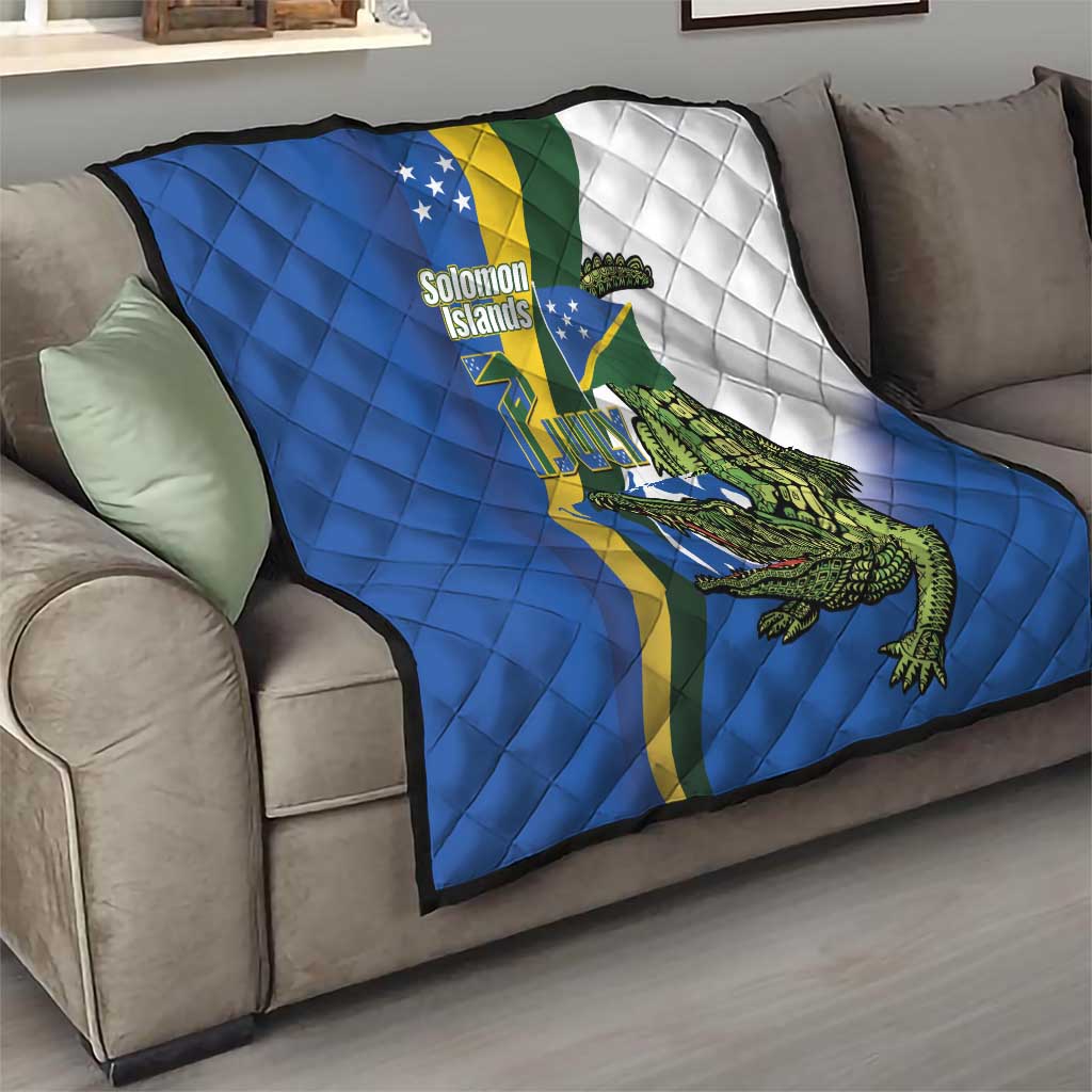 Solomon Islands Independence Day Quilt Happy 7 July Crocodile Flag Style