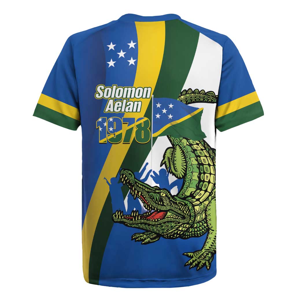 Solomon Islands Independence Day Rugby Jersey Happy 7 July Crocodile Flag Style