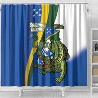 Solomon Islands Independence Day Shower Curtain Happy 7 July Crocodile Flag Style