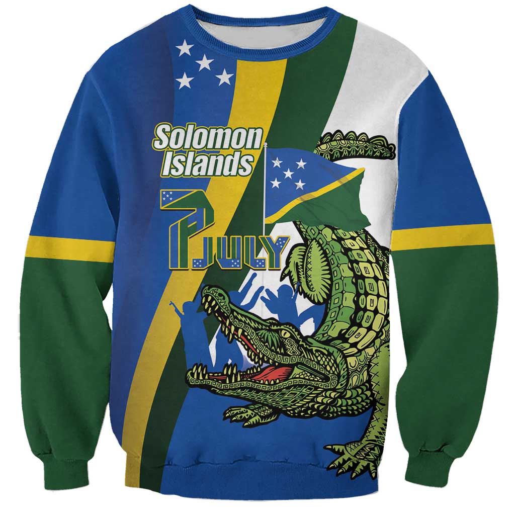 Solomon Islands Independence Day Sweatshirt Happy 7 July Crocodile Flag Style