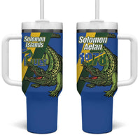 Solomon Islands Independence Day Tumbler With Handle Happy 7 July Crocodile Flag Style