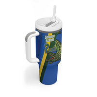Solomon Islands Independence Day Tumbler With Handle Happy 7 July Crocodile Flag Style