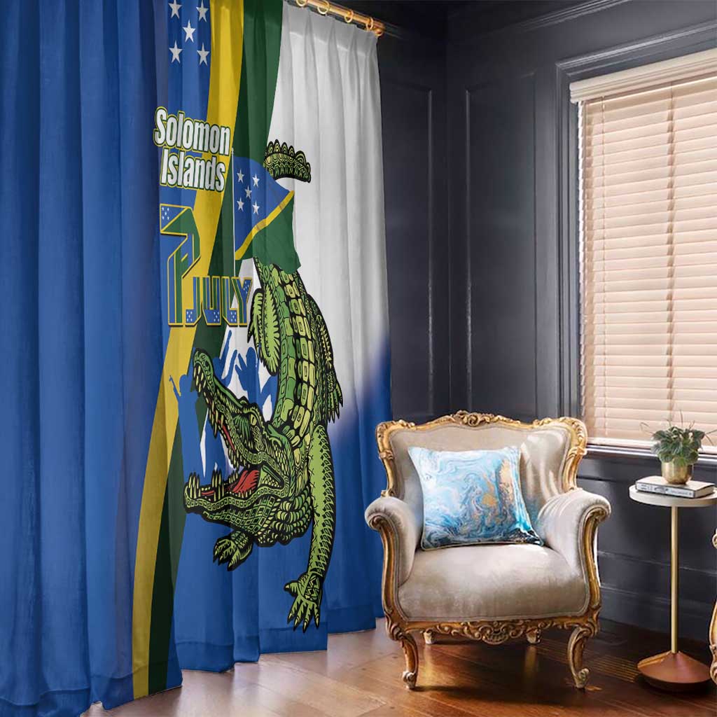 Solomon Islands Independence Day Window Curtain Happy 7 July Crocodile Flag Style