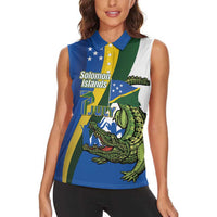 Solomon Islands Independence Day Women Sleeveless Polo Shirt Happy 7 July Crocodile Flag Style