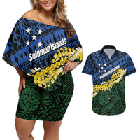 Halo Olaketa Solomon Islands Tapa Pattern Couples Matching Off Shoulder Short Dress and Hawaiian Shirt