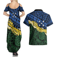 Halo Olaketa Solomon Islands Tapa Pattern Couples Matching Summer Maxi Dress and Hawaiian Shirt