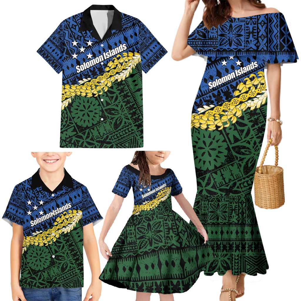 Halo Olaketa Solomon Islands Tapa Pattern Family Matching Mermaid Dress and Hawaiian Shirt