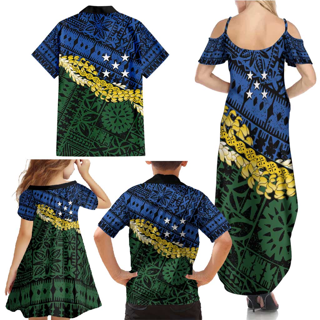 Halo Olaketa Solomon Islands Tapa Pattern Family Matching Summer Maxi Dress and Hawaiian Shirt