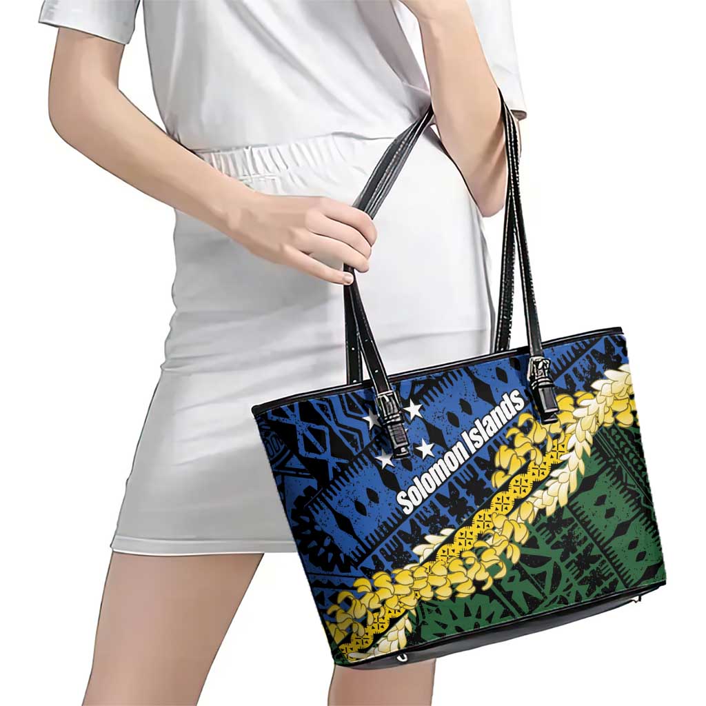 Halo Olaketa Solomon Islands Tapa Pattern Leather Tote Bag