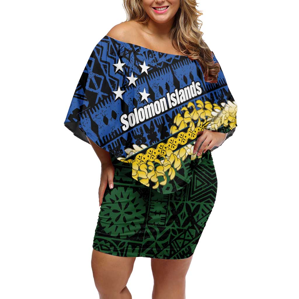 Halo Olaketa Solomon Islands Tapa Pattern Off Shoulder Short Dress