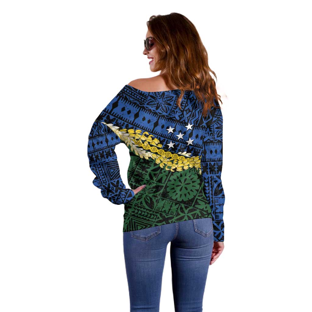 Halo Olaketa Solomon Islands Tapa Pattern Off Shoulder Sweater