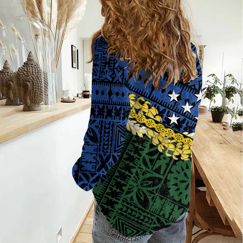 Halo Olaketa Solomon Islands Tapa Pattern Women Casual Shirt