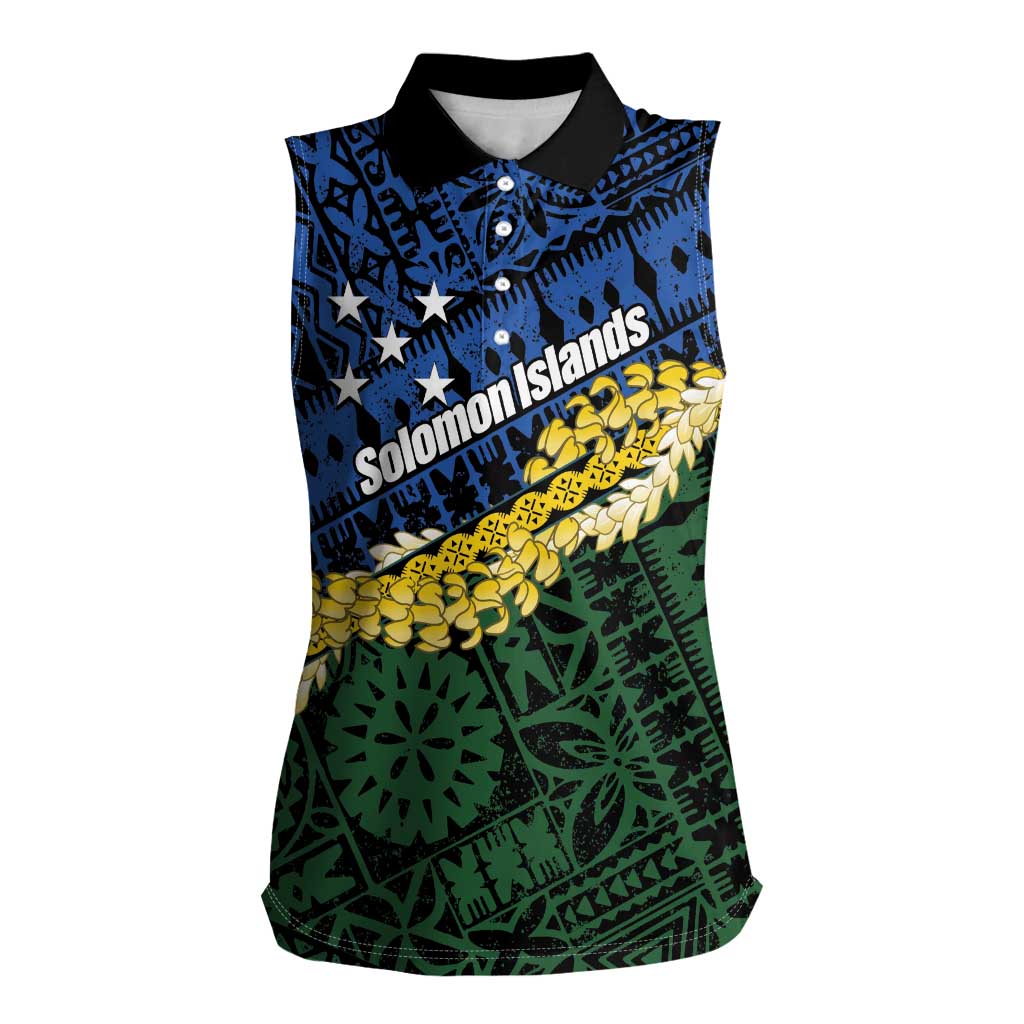 Halo Olaketa Solomon Islands Tapa Pattern Women Sleeveless Polo Shirt